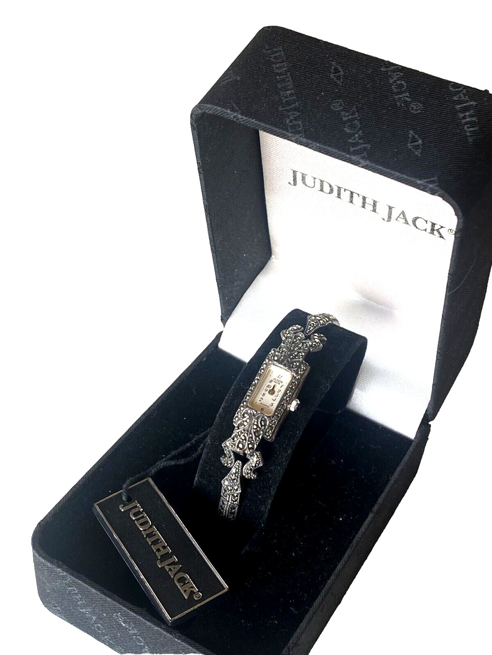 Vintage JUDITH JACK Sterling Silver Marcasite Watch RARE Full Marcasite BAND NWT